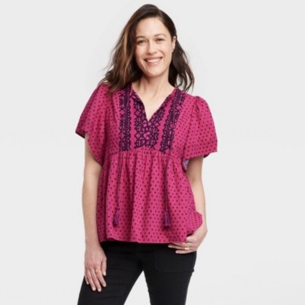 Knox Rose Pink and Black Blouse